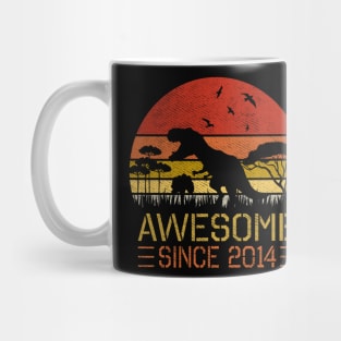 Awesome Since 2014 Vintage Dinosaur Birthday Mug